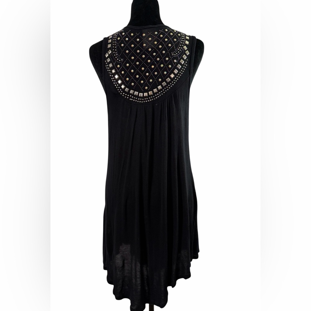 Vocal Black Long Vest with Rhinestone & Metal Studded Design, Size Large - Picture 5 of 9